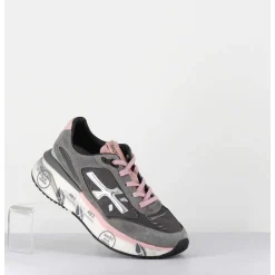 Sneakers Ultra Light Daim & Toile Gris / Rose - Moerund 6441