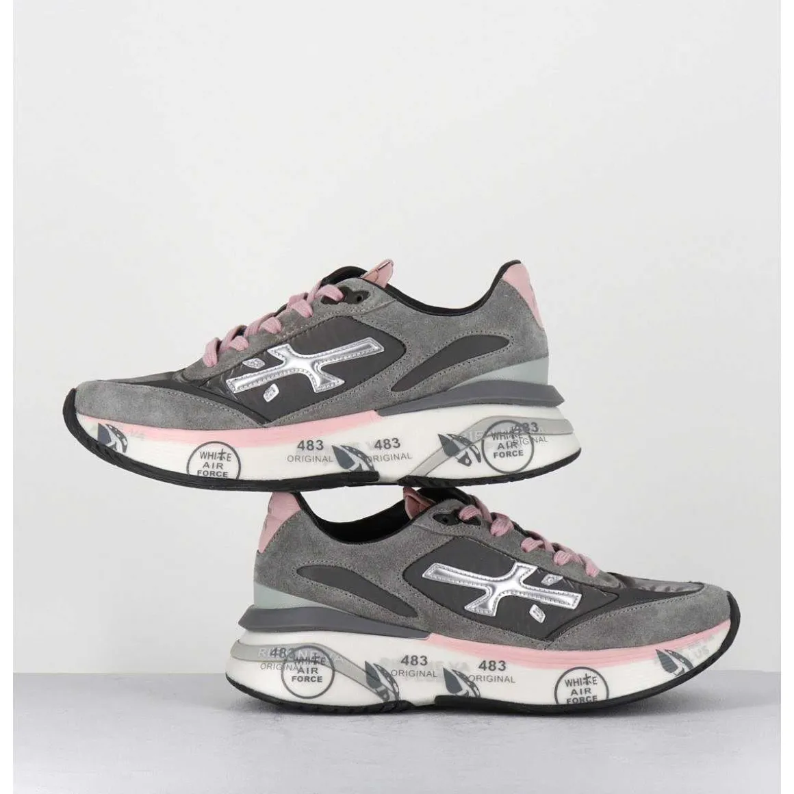 Sneakers Ultra Light Daim & Toile Gris / Rose - Moerund 6441