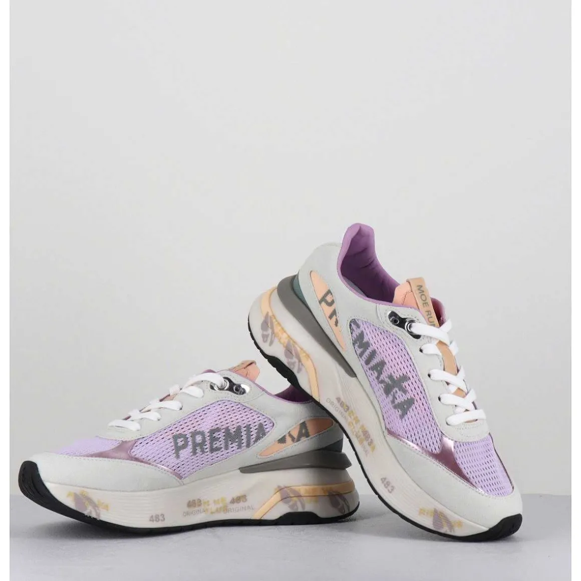 Sneakers Ultra Light Lilas & Gris Semelle Epaisse - Moerund 6337