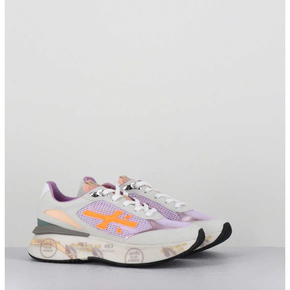 Sneakers Ultra Light Lilas & Gris Semelle Epaisse - Moerund 6337