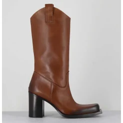 Texan Boots Bout Carre En Cuir Camel - E3656 Sughero