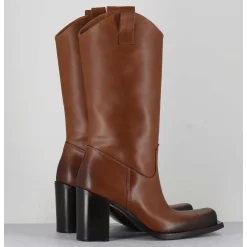 Texan Boots Bout Carre En Cuir Camel - E3656 Sughero
