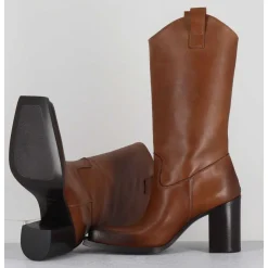 Texan Boots Bout Carre En Cuir Camel - E3656 Sughero