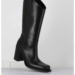 Texan Boots Bout Carre En Cuir Noir - E3656 Nero