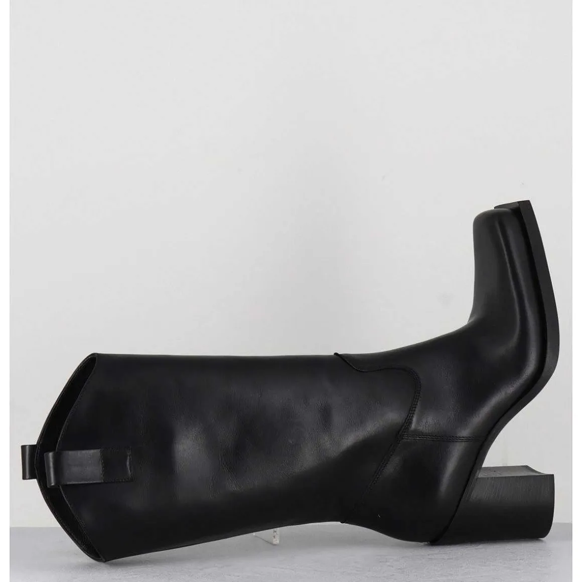 Texan Boots Bout Carre En Cuir Noir - E3656 Nero