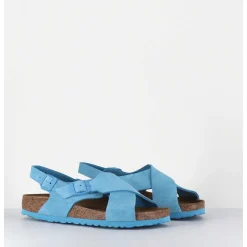 Tulum Sky Blue Suede Bleu Bride Arriere